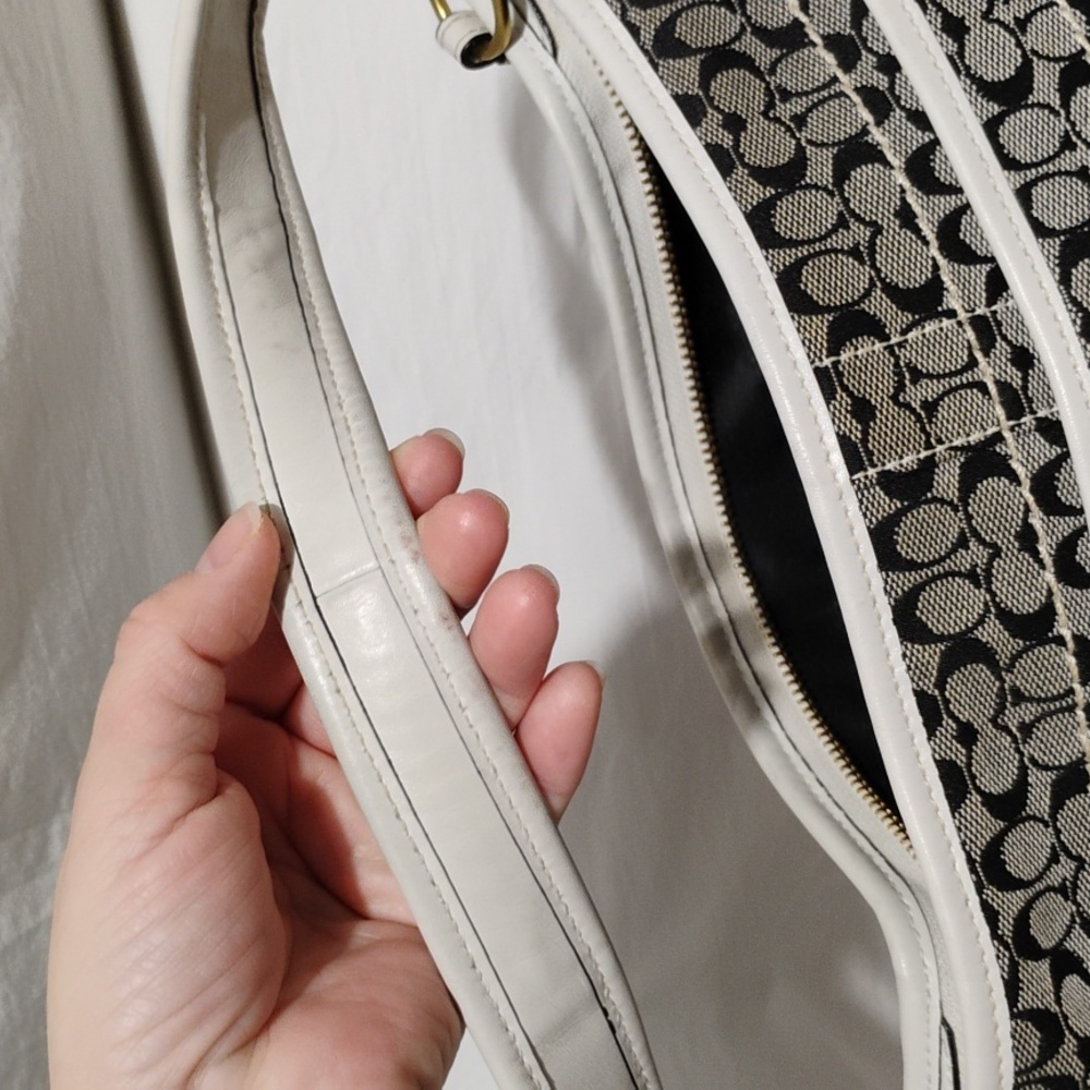 SALE! Auth Coach Signature C Ergo Denim White Leather Shoulder Bag W Dust Bag - Picture 13 of 15